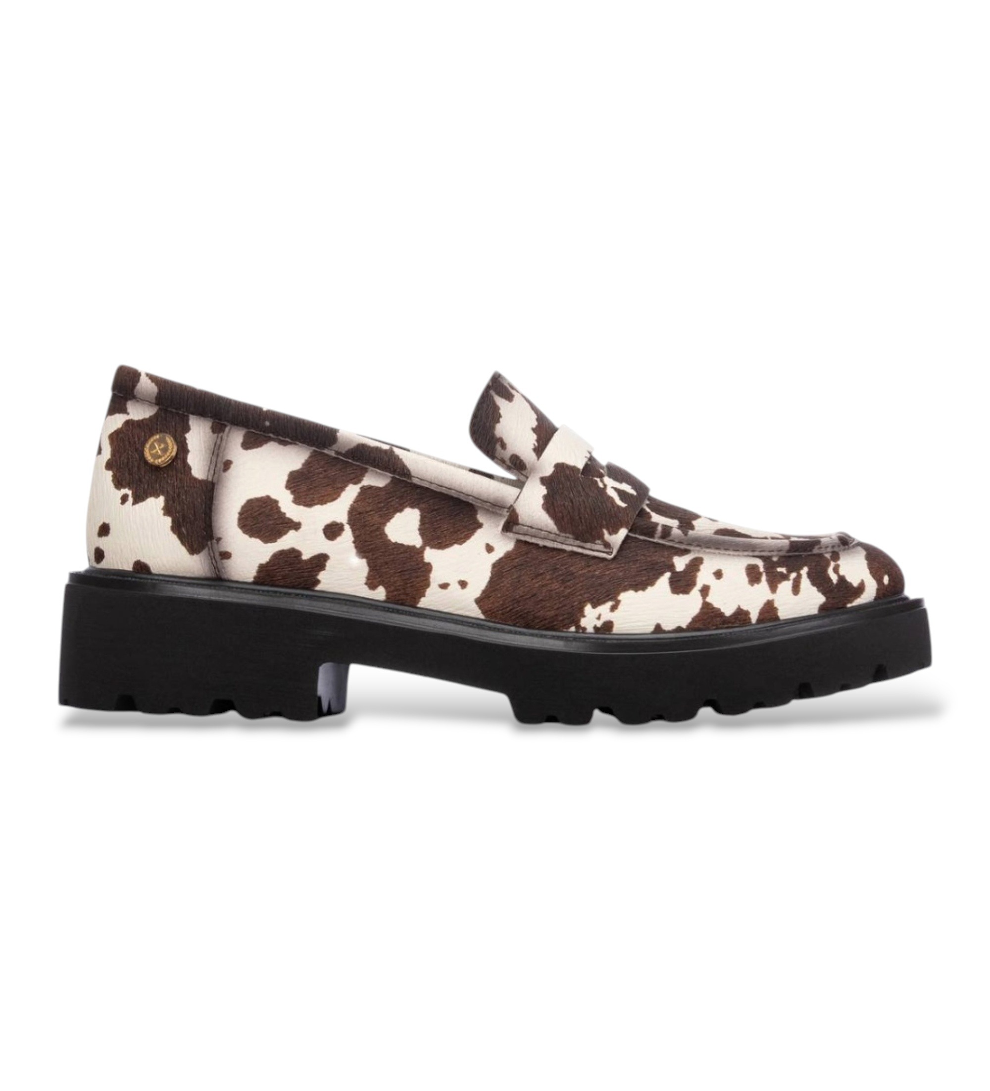 Xti für Damen. 14625502-COW Mokassins 146255 braun (38), 3 bis 5 cm, Keine, Lässig, Tierdruck