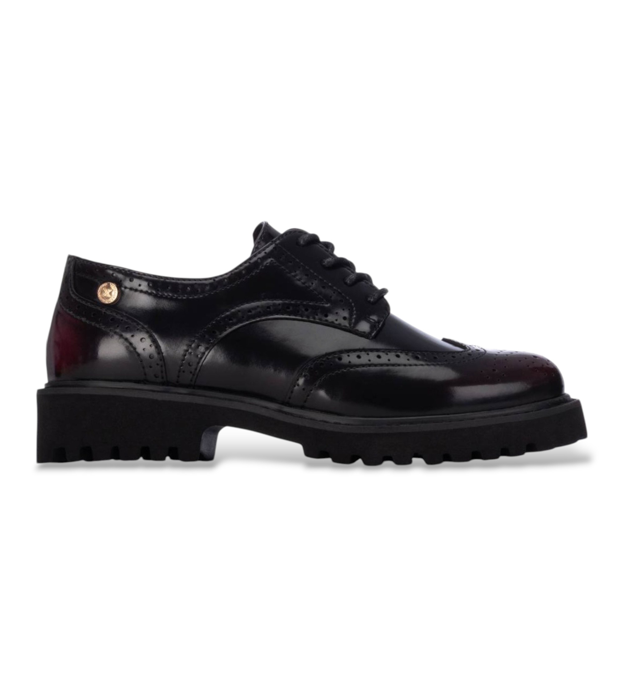 Xti für Damen. 14630102-BURDEOS Schuhe 146301 bordeaux (36), Rot, 3 bis 5 cm, Schnürsenkel, Lässig, Klassisch, Lackleder