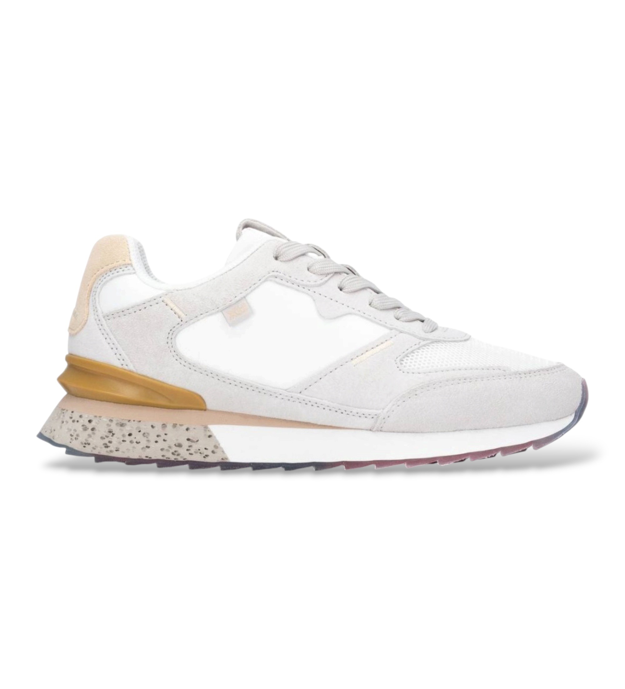 Xti für Damen. 14634904-HIELO Sneaker 146349 gebrochenes Weiß (36), Wohnung, Spaltleder, Schnürsenkel, Lässig