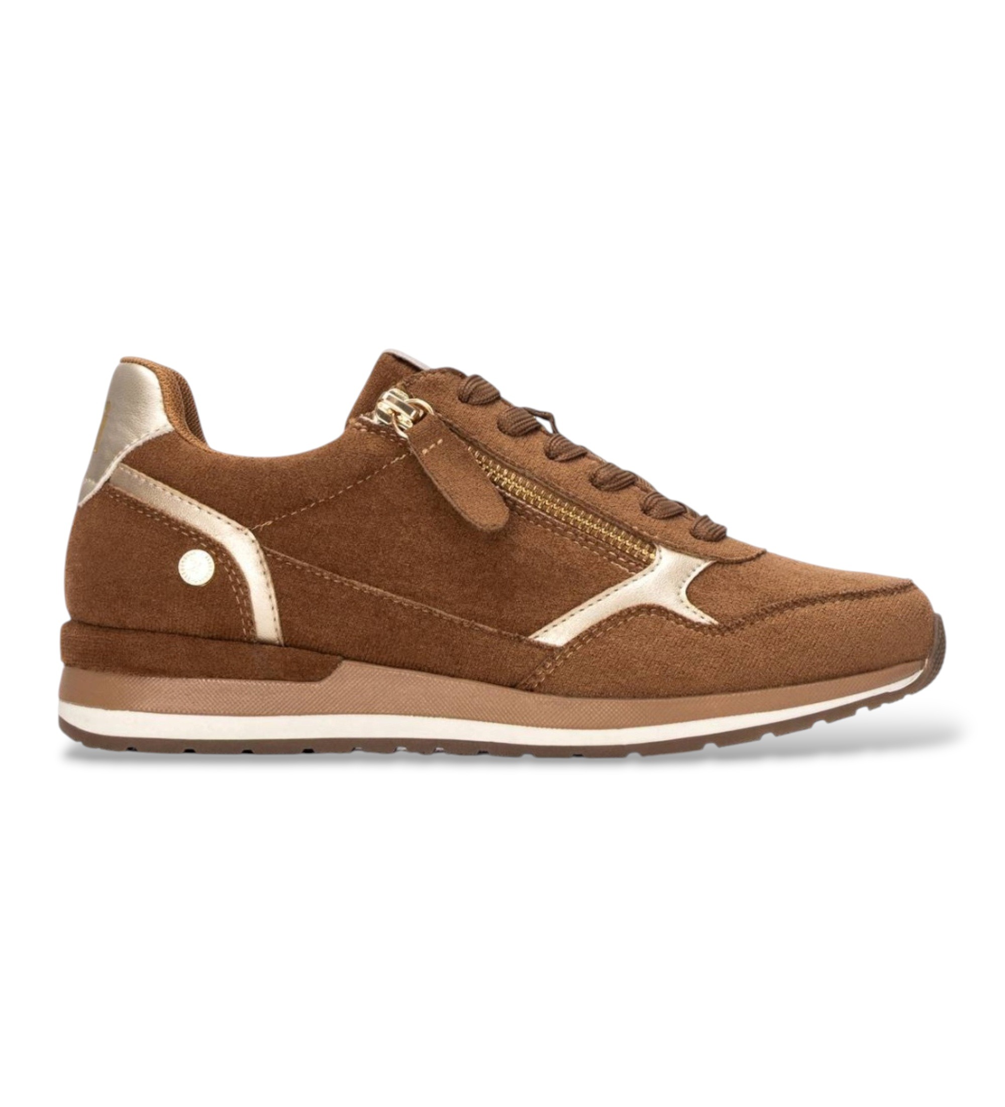 Xti für Damen. 14636802-CAMEL Braune Sneaker 146368, hellbraun (41), 3 bis 5 cm, Schnürsenkel, Reißverschluss, Lässig