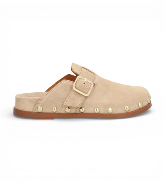 Alpe para mujer. 539511 Zuecos de Piel Alive beige (40), Plano, Ninguno, Casual