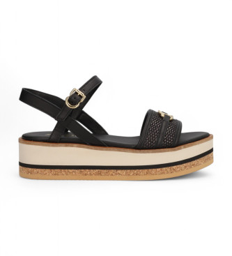 Alpe para mujer. 549413 Sandalias de Piel Kenia negro (39), 3 a 5cm, Hebilla, Casual