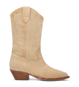 Alpe für Damen. 500111 Beige Western-Lederstiefel (36), 3 bis 5 cm, Keine, Lässig