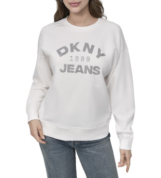 DKNY para mujer. DJ5T1522 Sudadera 1989 blanco (XS), Casual, Algodón