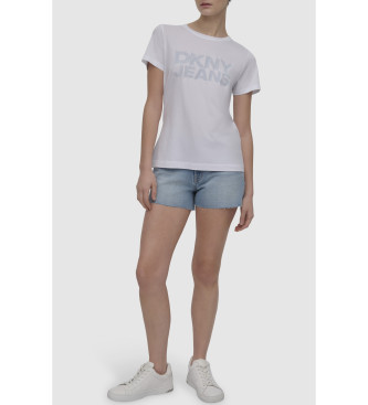 DKNY para mujer. DJ4T1265 Camiseta Jean blanco (S), Casual, Algodón, Manga corta