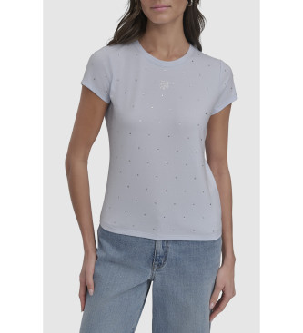 DKNY para mujer. DJ5T1381 Camiseta Point azul (XS), Casual, Algodón, Manga corta