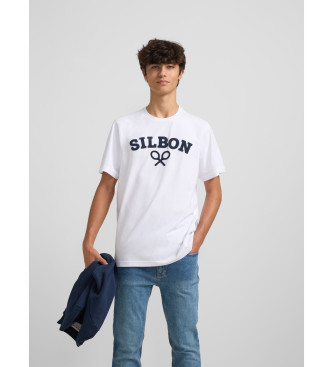 Silbon para hombre. 124611 Camiseta raqueta media blanco (XXL), Casual, Algodón, Manga corta