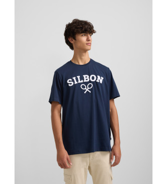 Silbon para hombre. 124612 Camiseta raqueta media marino (XL), Casual, Algodón, Manga corta