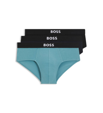 BOSS para hombre. 50546561 Set de tres slips HipBr 3P negro, azul (M), Homewear, Algodón