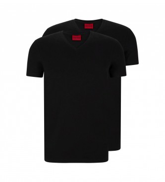 HUGO para hombre. 50325417 Pack 2 Camisetas Cuello Pico negro (3XL), Casual, Algodón, Manga corta, Sostenible
