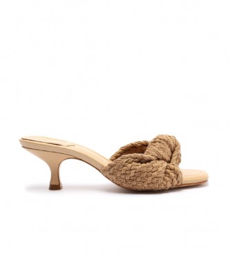 Schutz para mulher. Sandálias de couro Tira bege - altura da roda: 5c