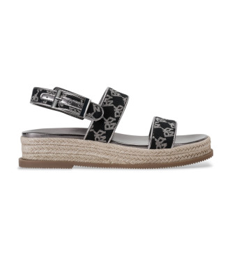 Imagen DKNY para mujer. K1598945 Sandalias Bernae negro (36), Tela, Plano, 1 a 3cm, Hebilla, Casual