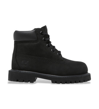 Timberland unisex para niños. TB1128070011 Botas de piel Premium 6 Inch Lace Up negro (25), Plano, Cordones, Casual, Outdoor, moda infantil