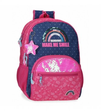 Movom. Mochila escolar Rainbow Glitter Dois compartimentos rosa, marin