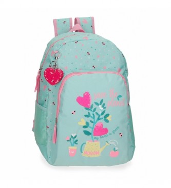 Movom para niños. Mochila Escolar Flower Pot Adaptable turquesa -33x44