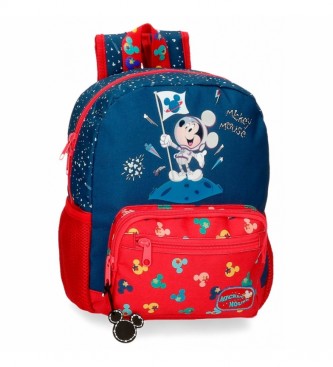 Joumma Bags. Mickey on The Moon Preschool Backpack azul, vermelho -23x