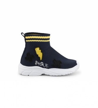 Shone para criança. Botas de tornozelo1601-005 azul, amarelo