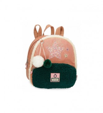 Enso. Enso Shine Stars mochila pequena rosa, verde-22x25x14 cm.