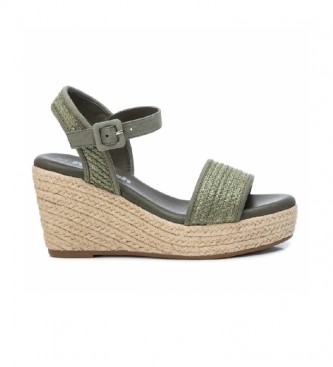Refresh para mujer. 79783 Sandalias 079783 kaki -Altura tacón 9 cm- (40), Tela, 8 a 10cm, Hebilla, Casual, Verde, Refresh outlet 2024.