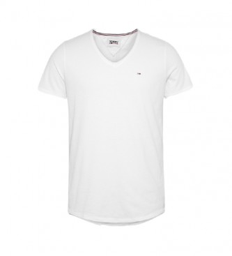 Tommy Hilfiger para hombre. Camiseta TJM Slim Jaspe V Neck blanco