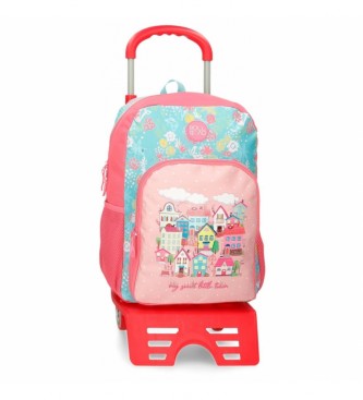 Roll Road unisex para niños. 46523T1 Mochila Escolar 40cm con Carro My little Town rosa (OSFA), Casual, Poliéster, moda infantil, Roll Road