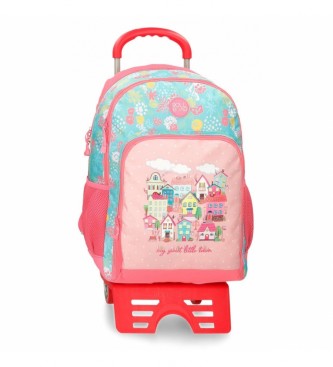 Roll Road unisex para niños. 46526T1 Mochila Escolar My little Town Dos Compartimentos con carro rosa (OSFA), Casual, Poliéster, moda infant