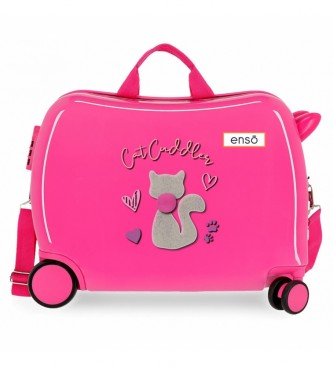 Enso unisex para niños. 9399821 Maleta Infantil  Cat Cuddler 2 ruedas multidireccionales rosa (OSFA), Casual, Sintético, ABS/Policarbonato,