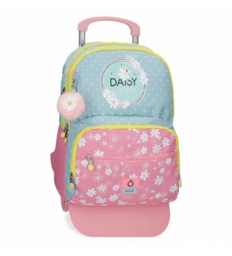 Enso para niña. 92525T2 Mochila Escolar  Daisy con carro rosa (OSFA), Casual, Poliéster, moda infantil, Enso outlet 2024.