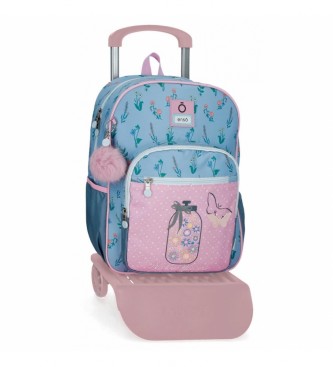 Enso para niña. 94422T1 Mochila Escolar  We Love Flowers con carro rosa (OSFA), Casual, Poliéster, moda infantil, Enso outlet 2024.