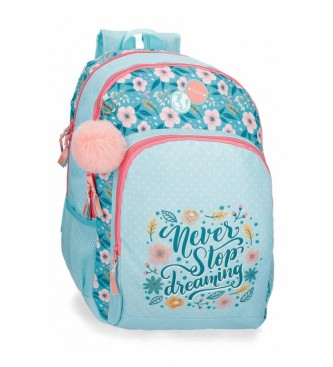 Movom unisex para niños. 35226D1 Mochila Escolar Never Stop Dreaming Dos Compartimentos adaptable azul (OSFA), Casual, Poliéster, Marino, mo