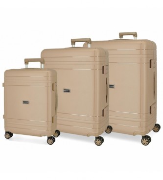 Movom unisex. 5189424 Juego de Maletas Dimension Rígidas beige 55-66-75cm (OSFA), Casual, Grande, Mediano, Cabina, Polipropileno, Movom outl