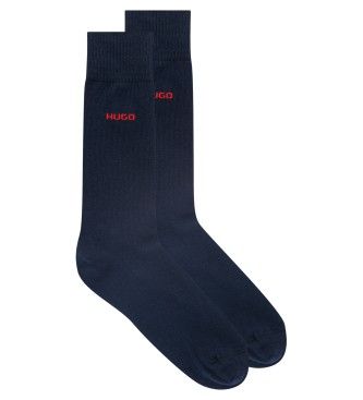 HUGO para hombre. 50468099 Pack 2 Pares de Calcetines Largos marino (39-42), Homewear, Algodón