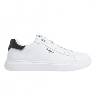 Pepe Jeans para hombre. PMS30981 Zapatillas de Piel Eaton Basic blanco (46), Plano, Cordones, Casual