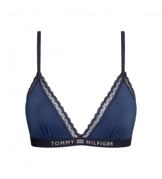 Tommy Hilfiger para mujer. UW0UW04242 Sujetador triangular con encaje y sin forro marino (XS), Homewear, Nylon