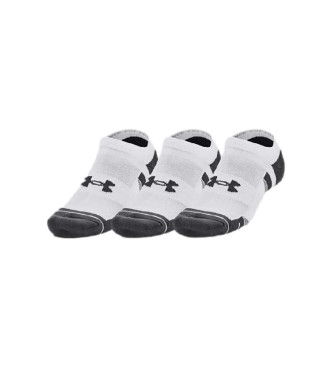 Under Armour unisex. 1379526 Pack de tres calcetines bajos blanco (M), Deportivo, Algodón