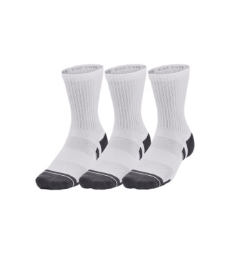 Under Armour unisex. 1379528 Paquete de 3 calcetines de algodón blanco (M), Homewear, Deportivo, Running, Multideporte