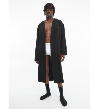 Calvin Klein für Herren. 000NM2377E Schwarzer Homewear-Bademantel (S/M), Heimtextilien, Baumwolle, Langarm