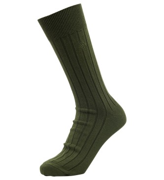 Superdry - pour femme. chaussettes en coton bio cã´telã©es unisexes vert