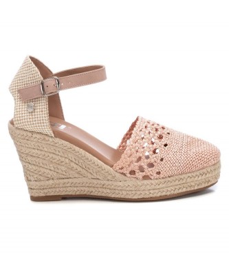 Xti para mujer. 140959 Sandalias 140959 nude -Altura cuña 10cm- (41), Tela, 8 a 10cm, Hebilla, Casual