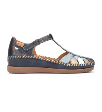 Pikolinos para mujer. W8K-0705C1 Sandalias de Piel Cadaques azul (39), 3 a 5cm, Velcro, Casual