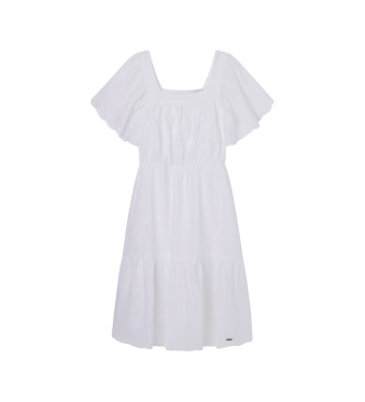 Pepe Jeans para niña. PG951658 Vestido Odelet blanco (14Años= 164cm), Casual, Algodón, Manga corta, Sostenible, moda infantil, Pepe Jeans ou