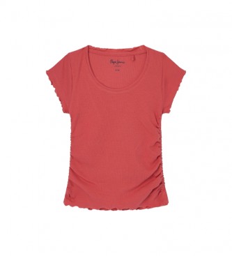 Pepe Jeans para niña. PG502945 Camiseta Narcise rojo (164cm), Casual, Manga corta, Algodón Orgánico, Sostenible, moda infantil, Pepe Jeans o