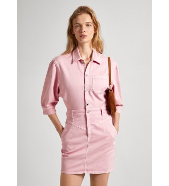 Pepe Jeans para mujer. PL953518 Vestido Gracie rosa (XS), Casual, Algodón, Manga corta, Sostenible, Pepe Jeans outlet 2024.
