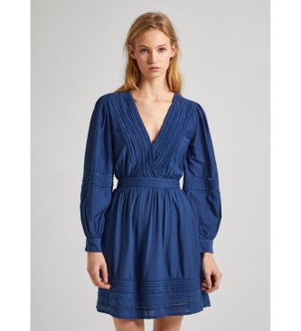 Pepe Jeans para mujer. PL953527 Vestido Susi azul (S), Casual, Algodón, Manga larga, Marino, Pepe Jeans outlet 2024.