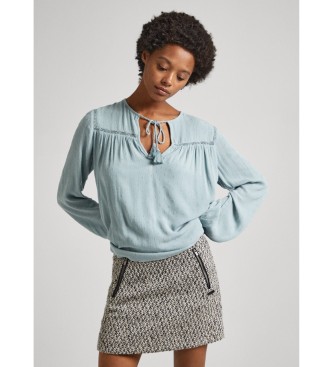 Pepe Jeans para mujer. PL304717 Blusa Alanis verde azulado (S), Casual, Viscosa, Manga larga