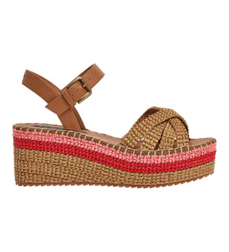 Pepe Jeans para mujer. PLS90656 Sandalias Witney Colors marrón -Altura tacón 7,3cm- (37), 5 a 8cm, Hebilla, Casual