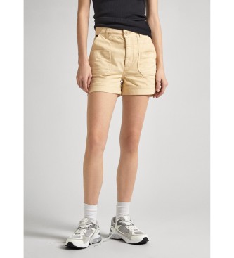 Pepe Jeans para mujer. PL801096 Short Valentina beige (25), Casual, Algodón, Sostenible, Pepe Jeans outlet 2024.