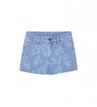 Pepe Jeans para niña. PG800804 Pantalón corto Patty Floral azul (12años= 152cm), Casual, Denim, Algodón Orgánico, Sostenible, moda infantil,