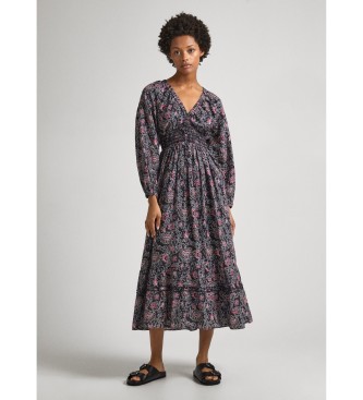 Pepe Jeans para mujer. PL953489 Vestido Divinia negro (M), Casual, Algodón, Manga larga, Sostenible