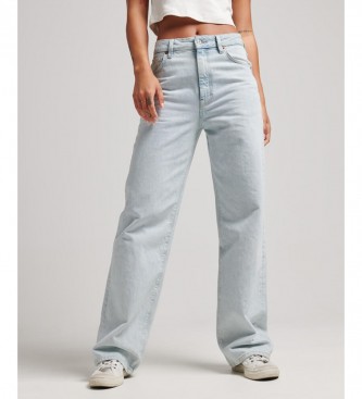 Superdry Vaqueros de algodón orgánico con pernera ancha azul